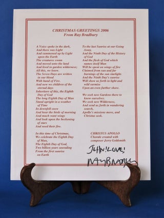 Item #BBS-2010923 Christmas Greetings 2006 - Inscribed; Goldsmith, Jerry. Ray Bradbury, Jerry...